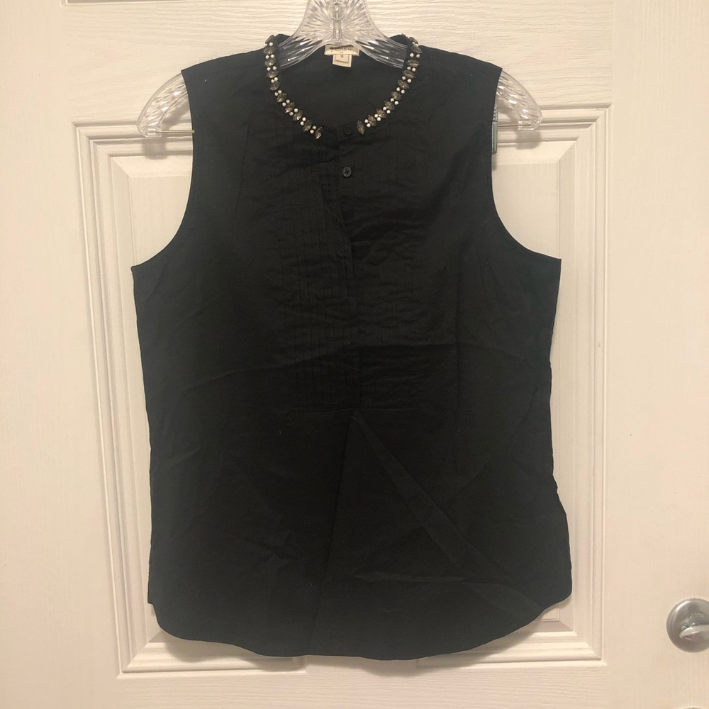 Jcrew jeweled sleeveless black blouse